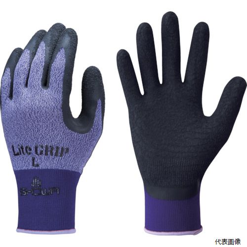【特長】 ●細かな部品もつまめるフィット感があります。 ●独自製法により、手になじむ湾曲形状を実現し、フィット感を高めています。 ●手のひらを天然ゴムでコーティングした薄くてやわらかい背抜き手袋です。 ●天然ゴムを薄くコーティングすることにより、やわらかいフィット感を実現しました ●特殊スベリ止め加工により、高いスベリ止め効果を発揮します ●特殊配合により、ブルーミング(白化現象)を防止しています ●繊維部分には抗菌防臭加工を施しているため、汗臭くなりにくく、細菌の増殖を抑えます 【用途】 ●荷物やワークの運搬など、高いグリップ力が必要な作業に ●工具の取扱い、リフトの操作など、グリップ力と指先感覚が必要な作業に ●設備工事、内装工事、配線作業など 【仕様】 ●色：パープル ●サイズ：M ●ゲージ数：13 ●全長(cm)：23.0 ●手のひら周り(cm)：18.5 ●中指長さ(cm)：7.7 ●厚さ(mm)：約1.1 ●リストカラー：ホワイト ●13ゲージ編 ●抗菌防臭加工 【材質／仕上】 ●繊維部：ナイロン、ポリエステル、その他 ●すべり止め部：天然ゴム 【入数】 ●1双 他のサイズはこちら 在庫のない商品は検索に表示されない場合がございます