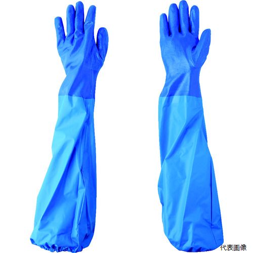 エステー NO660BBLL NO660ニトリルモデルブルー腕カバー付手袋LL