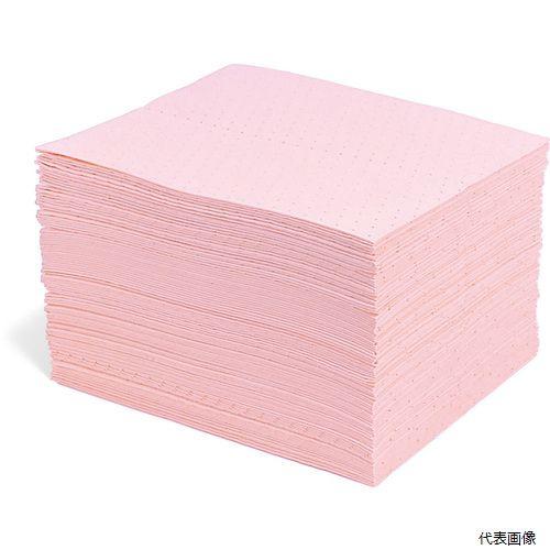 【特長】 ●酸、アルカリなどの液体を吸収します。 ●均等に配置されたボンディングポイントがより多くの液体を素早く吸収します。 【用途】 ●液体危険物用。 ●油吸収量(L/箱)：41.8 ●縦(mm)：380 ●横(mm)：510 ●厚さ(mm)：3 ●50枚入 ●シートタイプ ●厚さ：3mm ●ミシン目入り 【材質／仕上】 ●ポリプロピレン（PP） 【注意】 ●ほとんどの酸やアルカリに対応可能ですが、薬品の変質、使用環境や状況、薬品同士が混合して化学変化を生じる場合等には対応しえないことが十分考えられますので、ご留意下さい。 【入数】 ●1箱/50枚 他のサイズはこちら 在庫のない商品は検索に表示されない場合がございます　