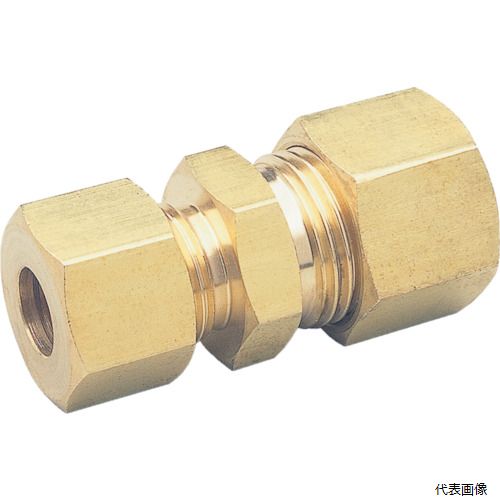 【用途】 ●銅管用継手。 ●異なる銅管サイズの接続に。 【仕様】 ●六角対辺(mm)ナットA：17 ●六角対辺(mm)ナットB：17 ●六角対辺(mm)本体：14 ●適合銅管外径A(mm)：6 ●適合銅管外径B(mm)：8 ●寸法L（mm）：41 ●使用流体：水・空気・油 ●流体温度：-50〜150℃ ●使用圧力：3.45MPa 【材質／仕上】 ●黄銅(C3604) 【注意】 ●冷媒ガスには対応していません。 【入数】 ●1個 他のサイズはこちら 在庫のない商品は検索に表示されない場合がございます　