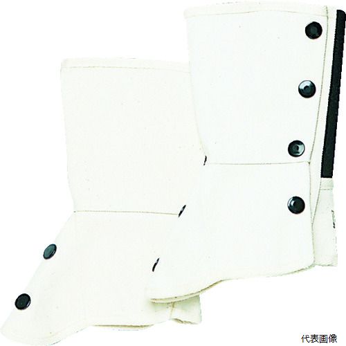 【特長】 ●甲部にずりあがり防止バンド付の脚絆(きゃはん)です。 【用途】 ●ズボンの裾の巻き込み防止。 ●鉄鋼業、造船業など。 【仕様】 ●色：ホワイト ●サイズ：LL ●全長(cm)：22 ●厚さ(mm)：1.1 ●タイプ：ホック式 ●足周り(cm)：38.5 【材質／仕上】 ●帆布 【入数】 ●1組/2枚 他のサイズはこちら 在庫のない商品は検索に表示されない場合がございます　