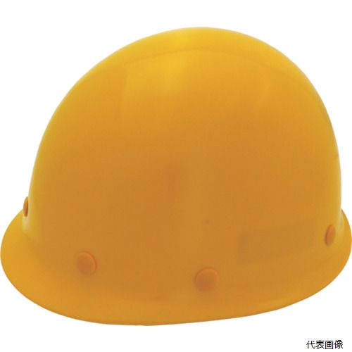 【特長】 ●耐燃・耐熱性・耐候性は特に優れています。 ●耐有機溶剤も優れています。 ●FRP製MP型ヘルメットのスタンダードモデルです。 【用途】 ●飛来・落下物用。 【仕様】 ●帽体色：イエロー ●頭囲(cm)：52.5〜62 ●衝撃吸収ライナー有無：発泡スチロール ●墜落時保護用：合格 ●通気孔有無：なし ●タイプ：MP ●高さ(mm)：150 ●幅(mm)：223 ●長さ(mm)：264 ●頭周り(cm)：52.5〜62 ●衝撃吸収ライナーなし ●ワンタッチバックルあごひも付 ●国家検定合格品 【材質／仕上】 ●帽体：FRP樹脂 【入数】 ●1個 他のサイズはこちら 在庫のない商品は検索に表示されない場合がございます　