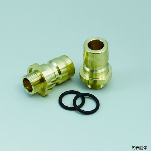 【特長】 ●真鍮材質で繰り返し使用が可能です。 ●カップリング無しタイプに使用できます。 ●真鍮材質で繰り返し使用が可能です。 ●カップリング(形状)：M ●ねじ山：M16 ●刺口(mm)：19 ●高さ(mm)：41 ●適合メーカー：三菱電機、牧野フライス、西部電機 ●カプラ(形状) ●高さ41mm、刺口Φ19mm、ネジ山：M16(Φ16mm) 【材質／仕上】 ●本体：真鍮 ●パッキン：NBRゴム 【入数】 ●1袋/2個 他のサイズはこちら 在庫のない商品は検索に表示されない場合がございます　