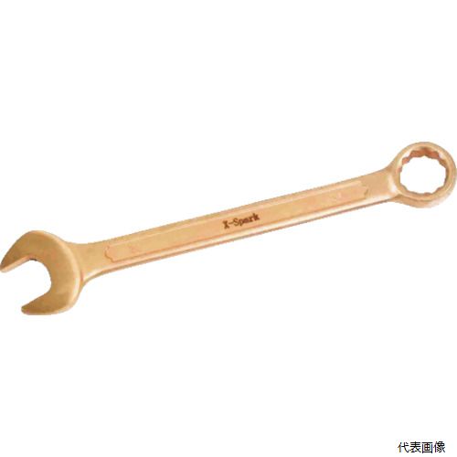 【特長】 ●摩擦や衝撃を加えても火花が出ない工具です。 ●無発火性の他、非磁性や耐蝕性にも優れています。 【用途】 ●化学工業、石油、製鉄、ガス産業、爆薬製造工場、造船所、航空業界、船舶搭載用、火力発電所、製薬工場、アルミ精製所、製粉工場、医療機器メンテナンス現場、クリーンルーム他。 【仕様】 ●二面幅寸法(mm)：19 ●全長(mm)：215 ●米国認定機関　FMApprovals認定取得品 【材質／仕上】 ●ベリリウム銅合金 【入数】 ●1丁 他のサイズはこちら 在庫のない商品は検索に表示されない場合がございます　