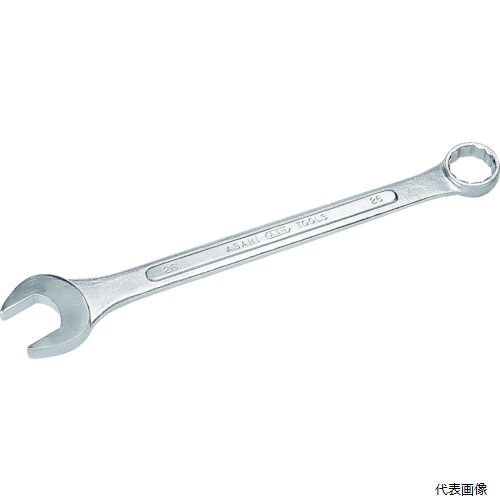 【特長】 ●JIS規格品です。口径寸法が同じスパナとめがねレンチを一体化し、スパナは早回しに、めがねレンチは本締め作業に適します。 ●めがね柄部の曲がり角度12°です。 ●材質は、S53Cです。 【用途】 ●ボルト・ナットの締結作業用 【仕様】 ●二面幅寸法(mm)：8.0 ●全長(mm)：105 ●厚さ(mm)：4 ●立ち上がり角(°)：12 ●表面処理：ニッケルクロムメッキ 【材質／仕上】 ●特殊鋼 ●表面処理：ニッケルクロムメッキ 【入数】 ●1丁 他のサイズはこちら 在庫のない商品は検索に表示されない場合がございます　