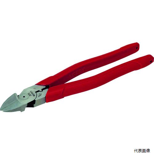 【特長】 ●圧着機能付(3.5sqまで)です。 ●軟鉄線・銅線・VA線・インシュロックの切断、電設関係に最適です。 ●刃部を鋭く研磨してあり、切り口がほぼまっすぐになります。 ●偏芯テコ原理採用で軽い切れ味です。 ●1.25〜3.5sqの簡易圧着です。 【用途】 ●電工関連。 【仕様】 ●全長(mm)：230 ●切断能力(mm)鉄線：φ3.0 ●切断能力(mm)銅線：φ4.0 ●鋭刃 ●成形カバー付 ●落下防止用ひも取付穴付 【材質／仕上】 ●炭素鋼 ●グリップ：ポリ塩化ビニール 【入数】 ●1丁 他のサイズはこちら 在庫のない商品は検索に表示されない場合がございます　