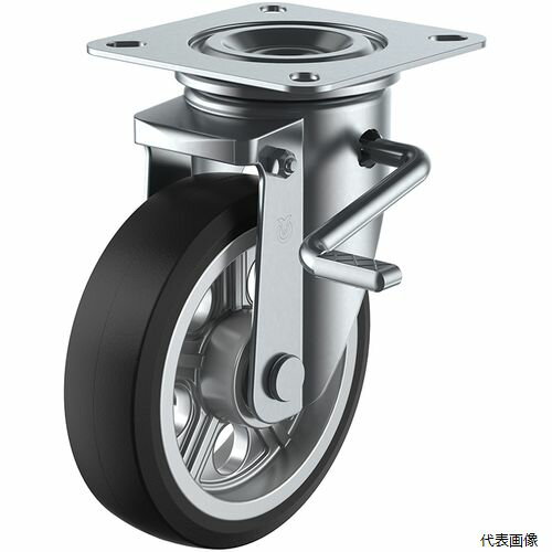 Rakuten - ユーエイ PMS-150AWLB(R) プレート式 自在 キャスター ゴム 車輪径150mm ストッパー付き PMタイプ PMS-LB(R)型 取付寸法94×94(87×87)