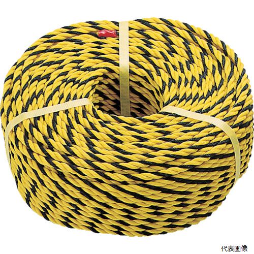 【特長】 ●安全標識、区画整理用として使用できる黒色と黄色の2色のトラロープです。 【用途】 ●立入禁止・危険区域の表示。 【仕様】 ●色：黄/黒 ●線径(mm)：10 ●長さ(m)：10 ●包装形態：バンド掛巻 【材質／仕上】 ●ポリエチレン（PE） 【注意】 ●本ロープは、区画整理や侵入禁止などのサインを目的としておりますため、牽引、吊り作業や結束などの荷重のかかる作業や固定には決してご使用にならないでください。 【入数】 ●1巻 他のサイズはこちら 在庫のない商品は検索に表示されない場合がございます　