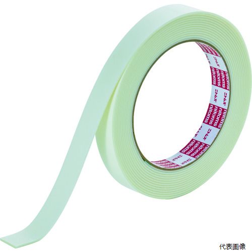 【特長】 ●強力に保持、きれいにはがせる厚手タイプの両面テープです。 【用途】 ●プレートや小物の貼り付け固定に。 【仕様】 ●色：白 ●幅(mm)：15 ●長さ(m)：4 ●厚さ(mm)：1.35 ●粘着力：11.0(1面)/7.0(2面)N/10mm 【材質／仕上】 ●基材：ポリオレフィン系フォーム、ポリエステルフィルム ●粘着剤：ゴム系 【入数】 ●1巻 他のサイズはこちら 在庫のない商品は検索に表示されない場合がございます