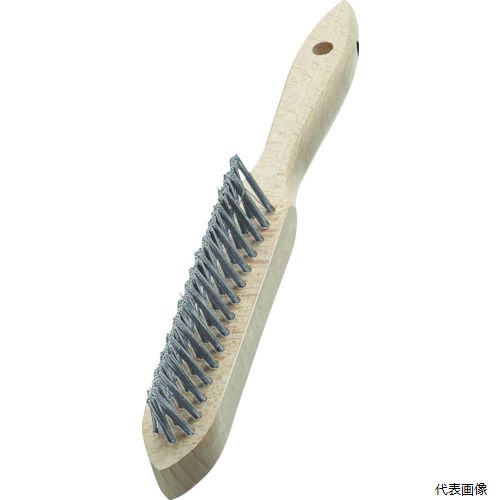 【特長】 ●特殊な植え込み技術で、毛先を中心部に寄せています。 ●溝部や狭い箇所の研磨作業、清掃に最適です。 【用途】 ●溝部の清掃や、狭い部分の繊細な研磨作業などに。 【仕様】 ●毛材：ステンレス線 ●行数(行)：3 ●線径(mm)：0.35 ●植付(mm)：135 ●毛丈(mm)：35 ●全長(mm)：290 ●幅(mm)：33 ●厚さ(mm)：16 【材質／仕上】 ●ハンドル部：ブナ材 【入数】 ●1本 他のサイズはこちら 在庫のない商品は検索に表示されない場合がございます　