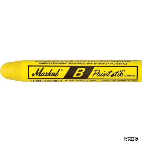 【特長】 ●クレヨンのペン先表面が乾燥しても数回ワークにこするだけで、乾燥した薄皮がめくれマーキング力が何度も回復します。 ●油面、水面、ザラザラした面や汚れた面などにもマーキングできます。 ●耐候性、耐紫外線性に優れ、鮮明なマーキングを長期間維持します。 【用途】 ●さまざまな建材のマーキングに。 ●金属、パイプ、木材、ゴム、ガラス、セメント、セラミックス、プラスチック、陶磁器、繊維製品等、あらゆる素材へのマーキングにご利用いただけます。 【仕様】 ●インク色：黄 ●適合温度範囲(℃)：-46〜66 ●ペン先(mm)：17 ●寸法(mm)：17×121 【材質／仕上】 ●顔料 【入数】 ●1本 他のサイズはこちら 在庫のない商品は検索に表示されない場合がございます