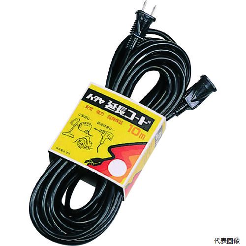 【特長】 ●シンプルで軽量な延長コードです。 ●ベルトクリップ付です。 【用途】 ●電気器具の延長電源として。 【仕様】 ●電線仕様長さ(m)：10 ●電線仕様太さ(［［MM2］］)：2.0 ●電線仕様芯数(C)：2 ●コンセント仕様定格：2P・15A・125V ●コンセント仕様形状：［［二相2］］ ●コンセント仕様個数：1 ●電線種：VCTF ●色：ブラック 【入数】 ●1本 他のサイズはこちら 在庫のない商品は検索に表示されない場合がございます　
