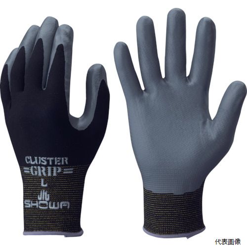 ショーワグローブ NO371-M SHOWA ニトリルゴム背抜き手袋 No371組立グリップクラスター ブラック Mサイズ