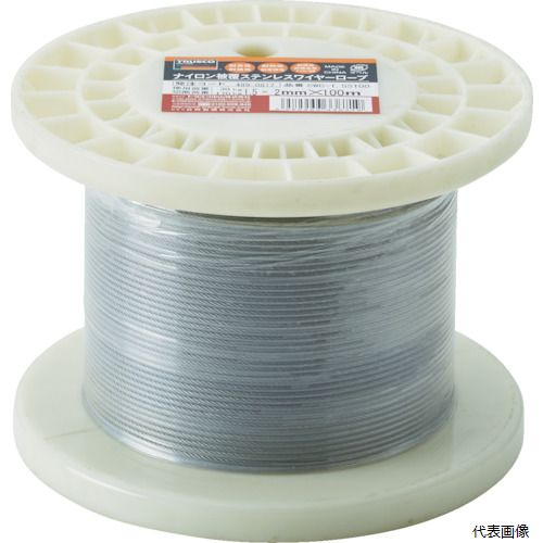トラスコ CWC-15S100 TRUSCO ステンレスワイヤロープ ナイロン被覆 Φ1.5(2.0)mmX10