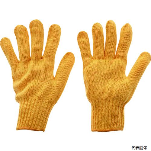 【特長】 ●色付の手袋です。 ●作業工程ごとに分けて使用することが可能です。 【用途】 ●一般作業。 【仕様】 ●色：黄 ●サイズ：フリー ●ゲージ数：7 ●全長(cm)：23.5 ●手のひら周り(cm)：20.0 ●中指長さ(cm)：8.0 ●厚さ(mm)：2 ●タイプ：すべり止めなし ●7ゲージ編 【材質／仕上】 ●繊維部：ナイロン、アクリル、その他 ●すべり止め部：塩化ビニール樹脂 【注意】 ●提供不可：chemSHERPA、SDS、ミルシート 【入数】 ●1双 他のサイズはこちら 在庫のない商品は検索に表示されない場合がございます　