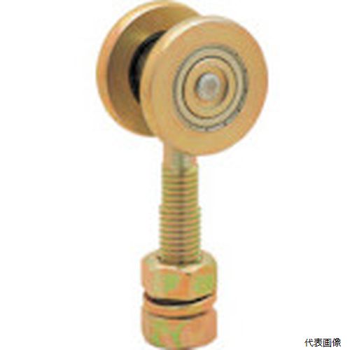 【特長】 ●トラックレール（ハンガーレール）用のベアリング入仕様の単車で耐久性に優れています。 【用途】 ●軽量〜重量建具・ビニールシート(カーテン式)・作業工具吊り・軽量物の運搬など、様々な用途としてご利用いただけます。 ●工場・倉庫のドア、ビニールカーテン等の開閉、工事現場の仮設パネルゲート、防塵・防音シート、工具・電設資材ケーブルの吊り込み、製品等の移動、トラック車両テントの開閉、農業資材の運搬、ゴミ置場、牛舎のドア等に。 【仕様】 ●品名：単車ベアリング入 ●適合レール：4号 ●耐荷重(kg/個)：90 ●D(mm)：65 ●呼称：4号 ●耐荷重（kg/2個）：180 ●W（mm）：44 ●L（mm）：125 ●W1（mm）：26 ●d（mm）：5/8″ ●E（mm）：12.5 ●F（mm）：83 ●ボルト仕様：標準（ネジ部83mm） 【材質／仕上】 ●本体：鋼製 ●車：総焼入ベアリング ●仕上：クロメートメッキ 【入数】 ●1個 他のサイズはこちら 在庫のない商品は検索に表示されない場合がございます