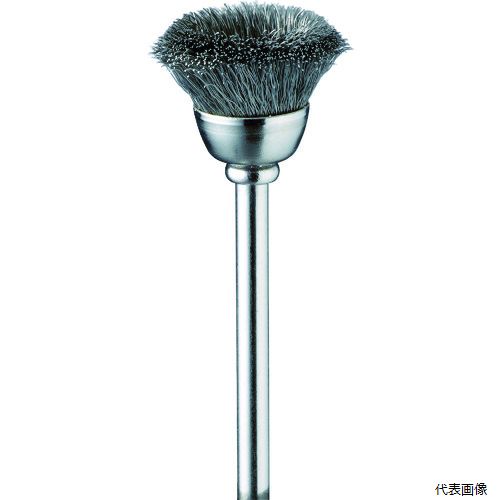 【特長】 ●耐熱性、耐摩耗性、耐久性に優れた金属線材です。 【仕様】 ●線径(mm)：0.1 ●毛材：ステンレス ●外径(mm)：14 ●毛丈(mm)：6 ●軸長(mm)：44 ●軸径(mm)：3 ●最高使用回転数(rpm)：8000 ●形状：カップ型 ●全長(mm)：50 ●幅(mm)：14 ●適合素材：工具鋼、合金鋼、一般鋼、ステンレス、アルミニウム、銅 【入数】 ●1PK/10本 他のサイズはこちら 在庫のない商品は検索に表示されない場合がございます　