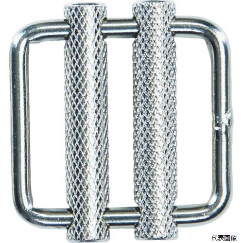 【特長】 ●簡単にPPベルトをしっかり結束できる専用金具です。 【用途】 ●PPベルト専用金具。 ●ベルトの引き締め。 ●最大使用荷重(kg)：90 ●適合幅(mm)：30 ●寸法(mm)C：4 ●寸法(mm)E：8 ●寸法(mm)B：33 ●縦(mm)：41 ●横(mm)：39 ●寸法(mm)D：44 ●寸法(mm)A：31 【材質／仕上】 ●スチール ●表面処理：ニッケルメッキ仕上げ 【入数】 ●1Pk/1個 他のサイズはこちら 在庫のない商品は検索に表示されない場合がございます　