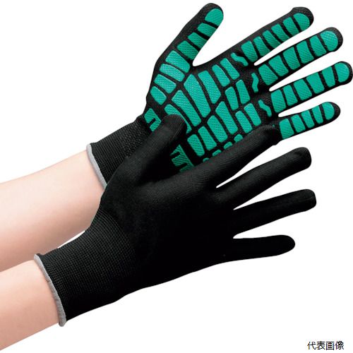 【スタンプラリー】ミドリ安全MHG-134-BK/GN-L作業手袋ハイグリップMHG134ブラック×グリーンL