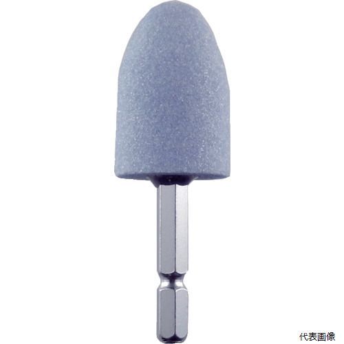 【特長】 ●日本製の高品質なステンレス用軸付砥石。チャックで滑りにくい六角軸。 ●電気ドリルの回転数を考慮にいれた規格で開発しております。 ●劈開性が高いため、軽研削作業に有効です。 【仕様】 ●粒度(#)：60 ●形状：砲弾型 ●外径(mm)：25 ●幅(mm)：38 ●軸径(mm)：六角軸（対辺6.35） ●軸長(mm)：35 ●最高使用回転数(rpm)：5000 ●砥粒：WA ●全長(mm)：73 ●色：水色 ●セット入数(本)：1 【入数】 ●1個 他のサイズはこちら 在庫のない商品は検索に表示されない場合がございます