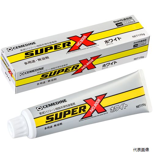 【特長】 ●粘着接着・一液・無溶剤・常温速硬化の接着剤です。 ●広範な接着性・高耐久性があります。 ●シロキサンフリーです。 ●日本接着剤工業会JAIAF☆☆☆☆規格品、4VOC基準適合品です。 ●硬化皮膜が強靭性と柔軟性を併せ持つ「弾性接着剤」ですので、被着材の膨張・収縮による動きに追従するほか、低温（-60℃）から高温（120℃）までの温度変化への対応や各種耐薬品性に優れています。 ●各種金属、プラスチック、ゴム、セラミックまでの広範囲の材料に良好な接着性を示すため、接着剤の使い分けの必要がありません。 【用途】 ●金属、プラスチック、ゴム、セラミック、木材の接着に。 ●初期立ち上がりを必要とする接着に。 ●熱膨張係数の異なる異種材料の接着に。 ●冷熱繰り返し等の耐久性を必要とする接着に。 【仕様】 ●色：白 ●容量(ml)：134 ●容量(g)：170 ●粘度(mPa・s)：85(PA・s/23℃) ●チューブタイプ ●AX-121の工程変更品 ●SDSやその他データの変更はございません ●識別マーク”＋”を削除、キャップ色：赤→白へ変更済み（画像準備中） ●※詳細はメーカー情報にてご確認ください 【材質／仕上】 ●主成分：変成シリコーン樹脂 【セット内容／付属品】 ●ヘラ ●ノズル 【注意】 ●この商品は、一般消費者様向けの製品ではない為、表示や取扱説明書などが一般消費者様向けに表記・同梱されておりません。 ●2023年7月、販売開始 【入数】 ●1本 他のサイズはこちら 在庫のない商品は検索に表示されない場合がございます　