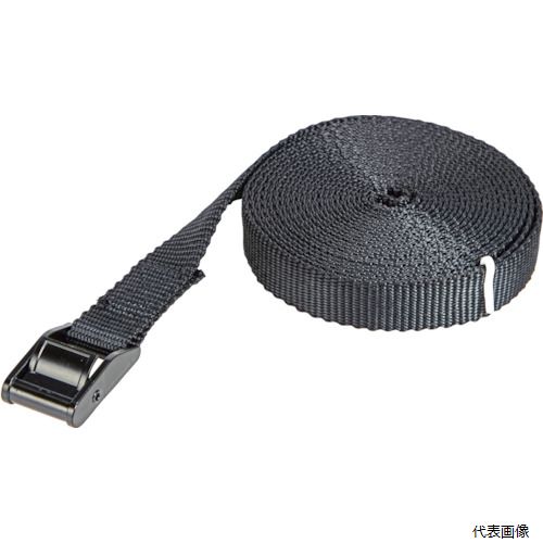【特長】 ●ベルトはポリエステル製で、最適なエコノミータイプです。 【用途】 ●荷崩れ防止。 ●パイプなどの結束。 ●棚などの荷物の落下防止。 【仕様】 ●色：黒 ●幅(mm)：25 ●長さ(m)：6 ●厚さ(mm)：2 ●最大使用荷重(kg)：40 ●ラチェット機能：なし 【材質／仕上】 ●ベルト：ポリエステル ●バックル：亜鉛合金 【入数】 ●1本 他のサイズはこちら 在庫のない商品は検索に表示されない場合がございます　
