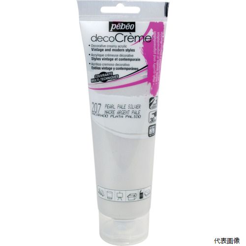 【スタンプラリー】ペベオ・ジャポン 089207 Pebeo デコクリーム 120ml パール色 ペイルシルバー