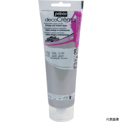 【スタンプラリー】ペベオ・ジャポン 089208 Pebeo デコクリーム 120ml パール色 シルバー