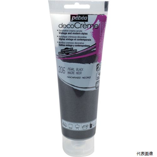 【スタンプラリー】ペベオ・ジャポン 089206 Pebeo デコクリーム 120ml パール色 ブラック