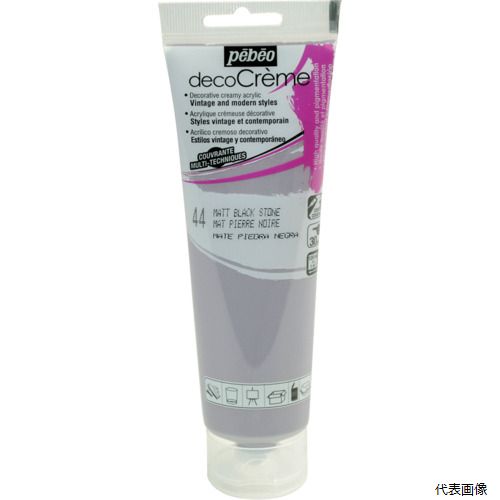 【スタンプラリー】ペベオ・ジャポン 089044 Pebeo デコクリーム 120mlマット ブラックストーン
