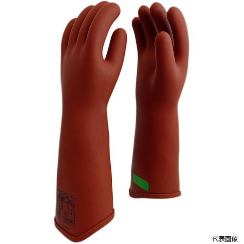 【特長】 ●7000V以下用よりも肉薄で作業性良好です。 ●袖口にグリーンラベルを貼付し、7000V以下用との混同、誤使用を目視で防止できます。 【用途】 ●高圧活線作業時や近接作業、検電時における感電事故の防止に。 ●ソーラー、風力など発電設備のメンテナンスに。 ●EVなど高電圧バッテリーの取扱い時に。 【仕様】 ●サイズ：L ●全長(cm)：41.0 ●手のひら周り(cm)：25.0 ●中指長さ(cm)：8.0 ●厚さ(mm)：1.3 ●使用電圧(V)：3500V以下 ●試験電圧(1分間)：12000V ●規格：JIST8112適合 ●タイプ：NU型 ●電気絶縁用(使用電圧：3500V以下) ●定期自主検査：必要 ●厚生労働省検定合格品 ●JIST8112J01適合品 【材質／仕上】 ●天然ゴム 【セット内容／付属品】 ●保管用パウダー（10g） 【注意】 ●定期自主検査が必要です。 【入数】 ●1双 関連品はこちら 在庫のない商品は検索に表示されない場合がございます