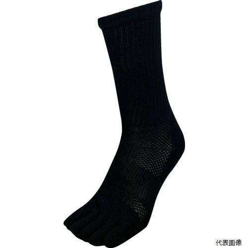 おたふく S-817 クッションパイルソックス5本指2足組 ブラック