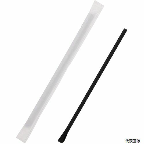 シモジマ 004712871 HEIKO スプーンストロー 6×21 黒 単袋 (200本入り)