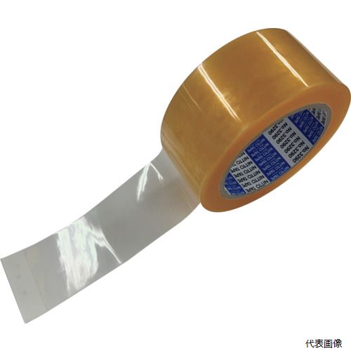 【特長】 ●強度と粘着力に優れたOPPテープです。 【用途】 ●包装用テープ。 【仕様】 ●色：透明 ●幅(mm)：50 ●長さ(m)：50 ●厚さ(mm)：0.09 ●粘着力(N/10mm)：3.2 ●引張強度(N/10mm)：76 ●粘着力：3.2N/10mm ●引張強度：76N/10mm 【材質／仕上】 ●基材：ポリプロピレン ●粘着剤：ゴム系 【入数】 ●1巻 他のサイズはこちら 在庫のない商品は検索に表示されない場合がございます
