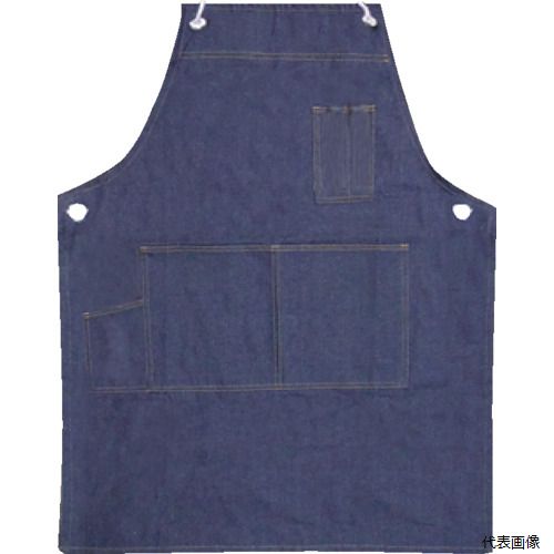 【特長】 ●様々な作業時に作業着や衣服の汚れを防ぐ胸付タイプのデニムエプロンです。 ●着脱しやすいロープ紐仕様です。 ●大小ポケット付です。 【用途】 ●ワーク作業（塗装、清掃、磨き作業等）に、庫内作業（現場作業、梱包作業、荷物積み下ろし作業等）に、一般作業等に 【仕様】 ●色：ネイビー ●サイズ：フリー ●着丈(cm)：85 ●幅(cm)：60 ●タイプ：胸付　ロープ紐 ●10オンスデニム風生地使用 ●胸付デニムエプロン ●ロープ紐タイプ　 ●大きめのマジックや細めのペンに対応したペン挿し ●2つの大ポケットとスマホやカッター用のポケット 【材質／仕上】 ●綿65% ●ポリエステル20% ●レーヨン15% 【注意】 ●着用前に洗濯頂く事により、衣類等への色移りを低減致します。 ●洗濯の際は、色移りを防ぐため、他のものと分けて洗ってください。 【入数】 ●1枚 関連品はこちら 在庫のない商品は検索に表示されない場合がございます