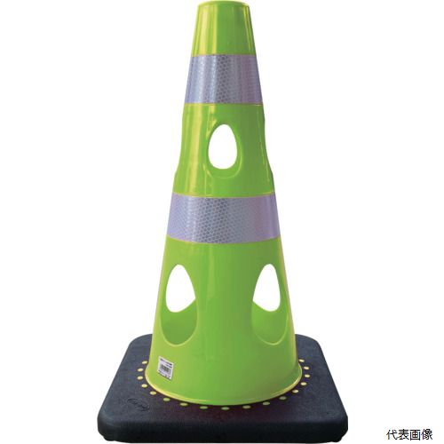 樂天商城 - カーボーイ CHR-450GY CAR-BOY 点滅灯設置可能タイプ(上部切り欠き加工あり) 穴あきコーン450 反射ホワイト グリーンイエロー