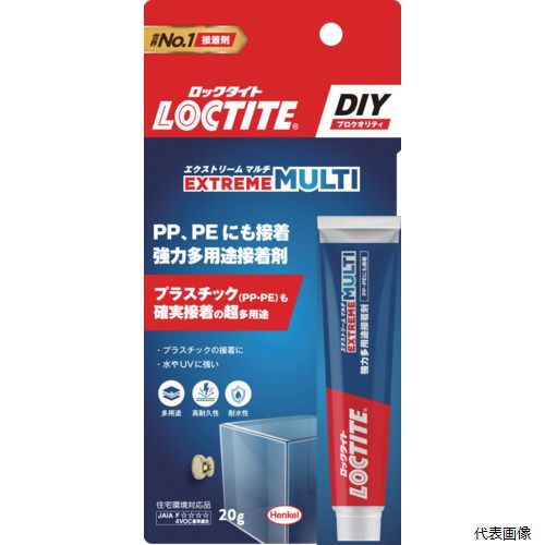 【特長】 ●PP（ポリプロピレン）、PE（ポリエチレン）も接着できる超多用途型接着剤。耐水、耐衝撃に優れ、屋内、屋外で使用できます。 ●日本接着剤工業会自主登録商品：JAIAF☆☆☆☆4VOC基準適合品です。 【用途】 ●プラスチック（PP、PEを含む）、金属、木、コンクリート、タイル、レンガ、合成ゴム、天然ゴム、ガラス、発泡スチロールなど。 【仕様】 ●色：透明 ●容量(g)：20 ●危険物品目：危険物 ●危険物の類別：第四類第三石油類 ●危険等級：危険等級3 【材質／仕上】 ●主成分：変成シリコーン樹脂 【入数】 ●1個 他のサイズはこちら 在庫のない商品は検索に表示されない場合がございます