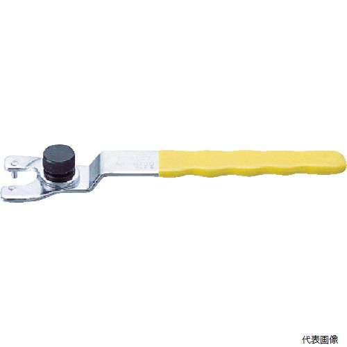 【特長】 ●ディスクグラインダーのホイルナットの着脱に便利です。 ●ピン幅は10〜30mmまでの可変式のため、各メーカーのホイルナットに対応できます。 【用途】 ●ディスクグラインダーのホイルナットの着脱に。 【仕様】 ●品名：アジャストピンレンチ（ロング） ●使用範囲(mm)：10〜30 ●ピン径(mm)：4 ●ピン長さ(mm)：7 ●ディスクグラインダーのホイルナットの着脱に使用。 【材質／仕上】 ●特殊合金銅（SS400） 【注意】 ●ピンをディスクグラインダーのホイルナットの穴に確実に挿入してください。 ●柄部をハンマなどで叩かないでください。 ●工具の使用目的以外には使用しないでください。 【入数】 ●1丁 他のサイズはこちら 在庫のない商品は検索に表示されない場合がございます　