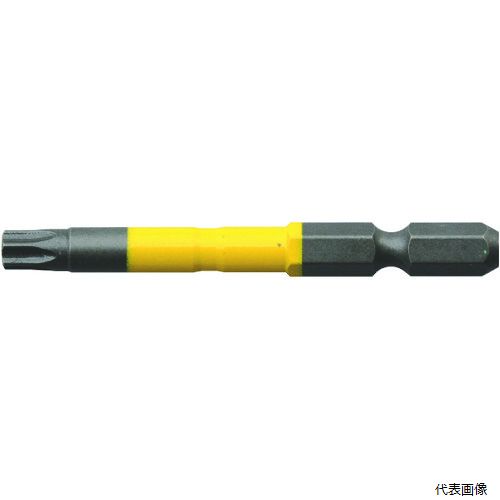 【特長】 ●強度に優れた先端のいじり止め穴なしヘクスローブドライバービットです。 ●サイズを色で識別できます。 ●電動ドライバー装着時に塗装部分が邪魔にならない両端部非塗装です。 【仕様】 ●刃先：T30 ●全長(mm)：65 ●シャンク径(mm)：6.35 ●先端マグネット：なし ●色：黄 【材質／仕上】 ●クロムモリブデンバナジウム鋼 【入数】 ●1本 他のサイズはこちら 在庫のない商品は検索に表示されない場合がございます　