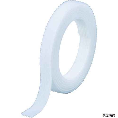 【特長】 ●片面にプラスチックフック・片面に織物ループの付いた両面タイプのマジックテープ［［R下］］です。 ●プラスチックフックのため、強い係合力で結束に利用できます。 ●必要に応じた長さでカットできます。 【用途】 ●コード・ホースなどの簡易仮止め。 ●色：白 ●幅(mm)：10 ●長さ(m)：5 ●厚さ(mm)：2 ●両面タイプ ●引張せん断強度：30.4N/［［CM2］］ 【材質／仕上】 ●フック面：ポリプロピレン（PP） ●ループ面：ナイロン 【注意】 ●80℃以上の高温・日光に長時間当てたままの状態で放置しないでください。 ●途中継ぎ目が入ることがあります。ご了承ください。(使用上問題ありません) 【入数】 ●1巻 他のサイズはこちら 在庫のない商品は検索に表示されない場合がございます　