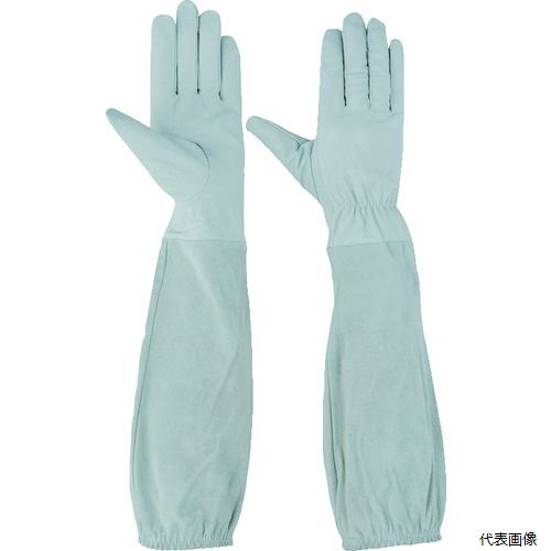 【特長】 ●肘まで豚本革を使用した手袋です。 ●果樹の剪定や収穫に最適です。 【用途】 ●収穫作業。 ●剪定作業。 【仕様】 ●色：ホワイト ●サイズ：L ●全長(cm)：50.0 ●手のひら周り(cm)：22.0 ●中指長さ(cm)：9.1 ●厚さ(mm)：約0.7 【材質／仕上】 ●豚本革 【入数】 ●1双 他のサイズはこちら 在庫のない商品は検索に表示されない場合がございます　