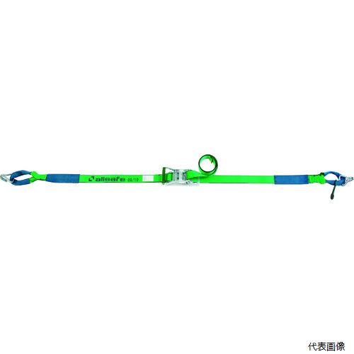【特長】 ●ラチェット式により簡単な操作で確実な荷締め作業ができるベルトです。 ●ナローフック＆しぼり、により2タイプの使用方法ができます。 【用途】 ●トラック輸送時の荷崩れ防止。 【仕様】 ●最大使用荷重(t)：0.83 ●ベルト長さ(m)巻取側：4 ●ベルト長さ(m)固定側：1 ●ベルト寸法(mm)幅×厚さ：50×2.0 ●色：グリーン ●コーナープロテクター付 ●バックルシート付 ●しぼり＆ナローフックタイプ 【材質／仕上】 ●ベルト：ポリエステル ●ラチェットバックル：スチール 【注意】 ●他社ベルトとの組み合わせはしないでください。 ●乱暴に扱わないでください。 ●定期的に注油をしてください。 ●巻き取りすぎに注意してください。 ●点検してください。 【入数】 ●1台 他のサイズはこちら 在庫のない商品は検索に表示されない場合がございます　