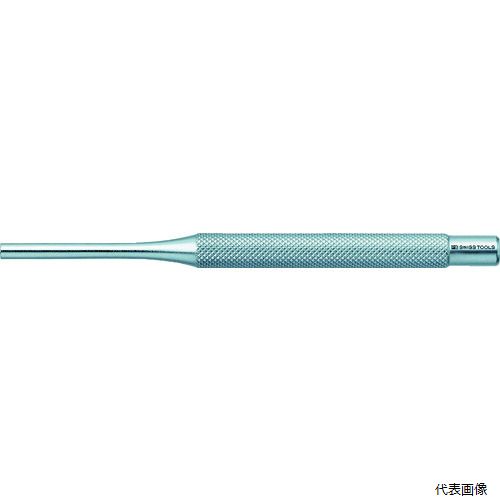【特長】 ●表面に施されたニッケルクロームメッキにより、握りやすく、耐錆性に優れ、美しい外観となっています。 【用途】 ●スプリングピンの抜き作業に。 【仕様】 ●全長(mm)：100 ●幅(mm)：6 ●先端径(mm)：1.0 ●丸胴タイプ ●グリップ：滑り止めローレット加工 ●先端硬度：HRC58° ●打撃部硬度：HRC45°〜48° 【材質／仕上】 ●特殊鋼 【入数】 ●1本 他のサイズはこちら 在庫のない商品は検索に表示されない場合がございます