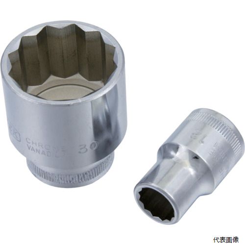 【特長】 ●スタンダードタイプのソケット12角形状です。 【用途】 ●ボルトやナットの締め付け、緩め作業。 【仕様】 ●差込角(mm)：12.7 ●対辺寸法(mm)：30 ●全長(mm)：44 ●対辺(mm)：30 【材質／仕上】 ●クロームバナジューム鋼 【入数】 ●1個 他のサイズはこちら 在庫のない商品は検索に表示されない場合がございます　