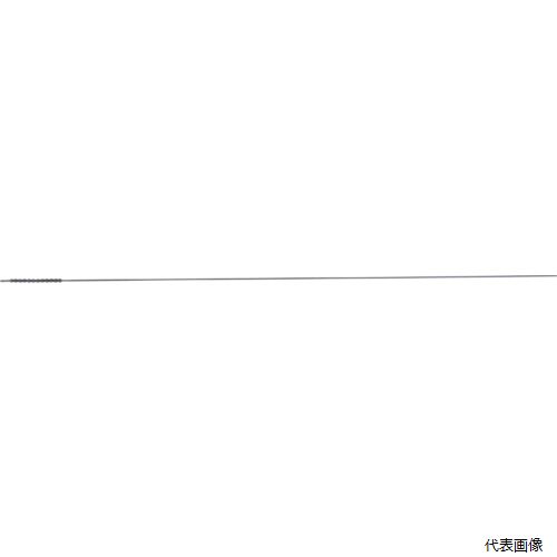 【特長】 ●工業用手作業極細ワイヤブラシです。 ●フレックスホーン［［R上］］でカバーできないφ12以下の交叉穴に生ずるバリ取りにご利用ください。 ●ドリルなどに取り付けて1000rpm以下の右回転で使用します。 【用途】 ●交叉穴に生ずるバリ取り。 【仕様】 ●全長(mm)：76 ●ブラシ部長さ(mm)：6 ●軸径(mm)：0.4 ●適合内径(mm)：0.6 ●最高使用回転数：1000rpm 【材質／仕上】 ●ワイヤ：ステンレス（SUS302） ●シャフト：ステンレス（SUS304） 【注意】 ●面粗度を上げる目的には使えません。小さなバリ取りにお使いください。 【入数】 ●1本 他のサイズはこちら 在庫のない商品は検索に表示されない場合がございます　