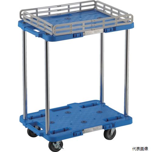 (代引き不可) トラスコ TRUSCO 樹脂製台車 ルートバン 2段式 柵1段付 370X500 4輪...
