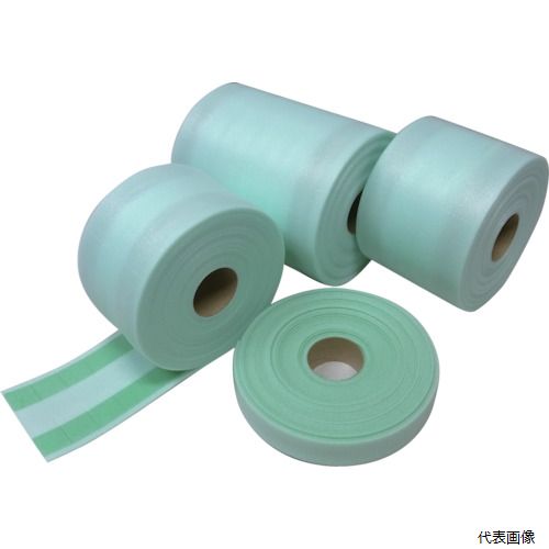 【特長】 ●緩衝性の高い発泡ポリエチレン製で、裏の両端に養生用粘着テープが付いています。 ●30mmごとにハーフカットが入っているので、手で簡単にカットすることができ、ハサミやカッターで切る手間がありません。 【用途】 ●玄関ドア枠・木製塗装枠・窓台などの養生に。 ●色：緑 ●幅(m)：0.125 ●長さ(m)：10 ●厚さ(mm)：2 【材質／仕上】 ●発泡ポリエチレン(裏にマスキングテープ) 【入数】 ●1巻 他のサイズはこちら 在庫のない商品は検索に表示されない場合がございます　