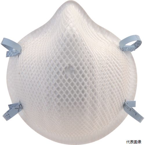 【特長】 ●顔にぴったりフィットし型崩れしにくく耐久性に優れ長時間快適に使用できます。 【用途】 ●感染症対策、備蓄、屋内外軽作業に。 ●災害救助 【仕様】 ●縦(mm)：120 ●横(mm)：127 ●粒子捕集効率(%)：95以上 ●吸気抵抗(Pa)：25mm［［H2O］］ ●サイズ：S ●構造：4層 ●NIOSHN95検定合格品 ●デュラメッシュ4層構造カップ ●頭掛けタイプ 【材質／仕上】 ●メッシュ：ポリエチレン ●ろ過材：ポリプロピレン ●締め紐：合成ゴム ●金具：鋼鉄 【注意】 ●品質保証期間：9年 【入数】 ●1箱/20枚 他のサイズはこちら 在庫のない商品は検索に表示されない場合がございます