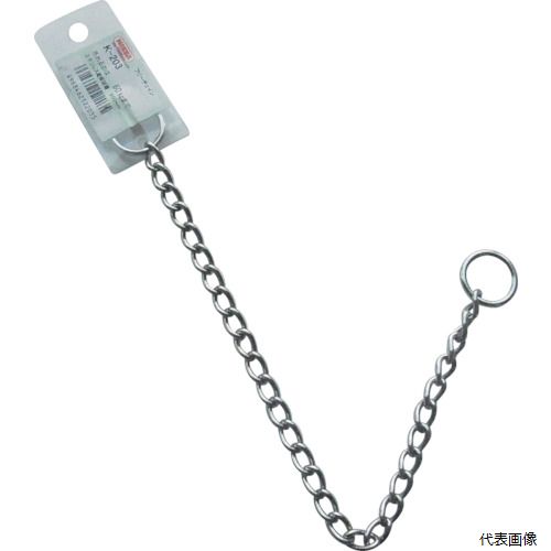 【特長】 ●切断済チェーンで両端に溶接リングが付いたタイプです。 ●ステンレス製で錆に強いです。 【用途】 ●連結部品。 ●盗難防止。 ●転倒防止。 【仕様】 ●全長(m)：0.3 ●線径d(mm)：2.0 ●内長P(mm)：8.7 ●内幅W(mm)：3.4 ●使用荷重(kN)：0.58 ●チェーン径(mm)：2.0 ●全長(mm)：300 ●ステンレスSM20L300mm 【材質／仕上】 ●ステンレス（SUS304） ●表面処理：電解研磨 【注意】 ●急激に荷重をかける、角度をつけて吊るなど、適正荷重は使用条件によって変わります。荷重をかけすぎないでください。 【入数】 ●1本 他のサイズはこちら 在庫のない商品は検索に表示されない場合がございます　