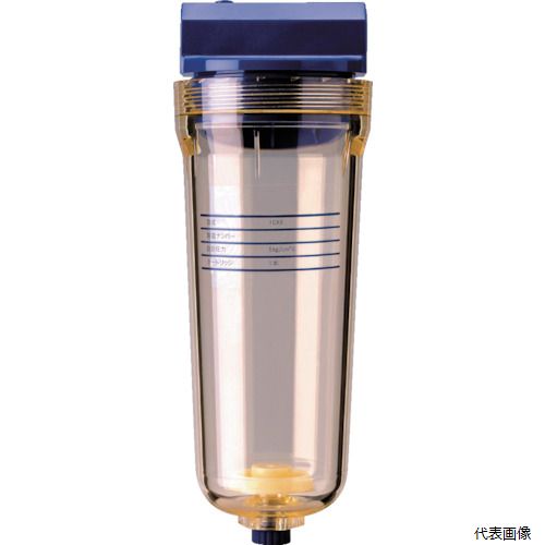 【特長】 ●軽量小型・高品質のプラスチックハウジングです。 ●ろ過状況が外部から、目視で確認できます。 【用途】 ●冷却水・洗浄水・工業用水のろ過。 【仕様】 ●外径(mm)：121 ●高さ(mm)：327 ●接続口径：PT3/4 ●適合フィルタ：FD・R・AWシングルタイプシリーズ×1本 ●継手間隔(mm)：112 ●設計温度(℃)：40 ●設計圧力(MPa)：0.49(MAX) ●1本装填タイプ 【材質／仕上】 ●ヘッド部：ABS樹脂 ●ハウジング部：AS樹脂 ●ガスケット：エチレンプロピレンゴム(EPDM) 【注意】 ●設計圧力以下で使用してください。 ●設計温度以下で使用してください。 【入数】 ●1台 他のサイズはこちら 在庫のない商品は検索に表示されない場合がございます　